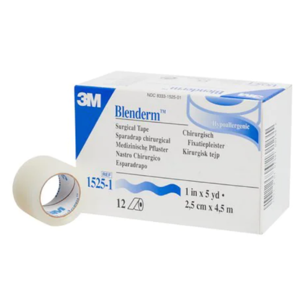 3M Blenderm Medical Tape/ Surgical Tape 1525 1inx5yd 12/Box