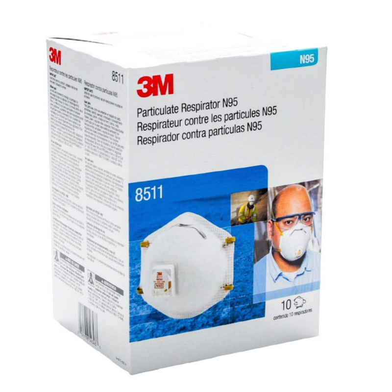 3M Particulate Respirator N95 8511 NIOSH w/ Exhalation Valve 10 Masks/Box