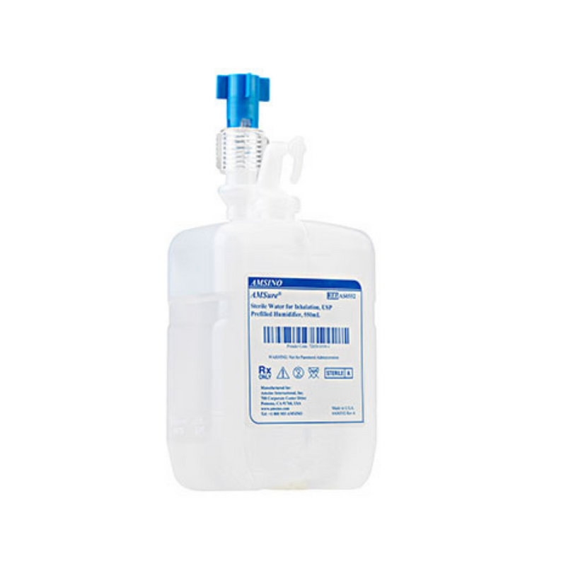 Amsino AmSure Sterile Water for Inhalation, USP Prefilled Humidifier, 550 mL 12 Botles/Case