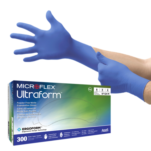 Ansell MicroFlex Ultraform Nitrile Exam Gloves M 300/Bx