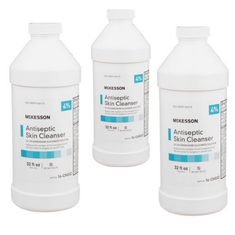 Antiseptic Skin Cleanser McKesson 32 oz. Bottle 4% Strength CHG (Chlorhexidine Gluconate) - Pack of 3