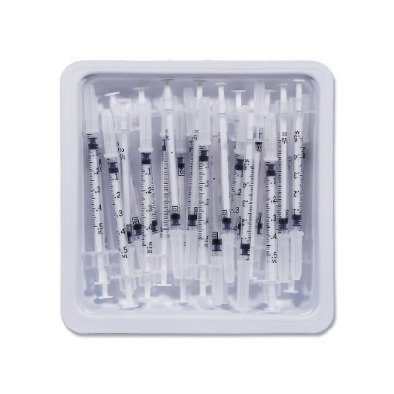 BD 305540, Allergy Syringe Tray 27 Gauge, 1cc, 1/2" Needle - 25/Tray or 40 Trays/Case