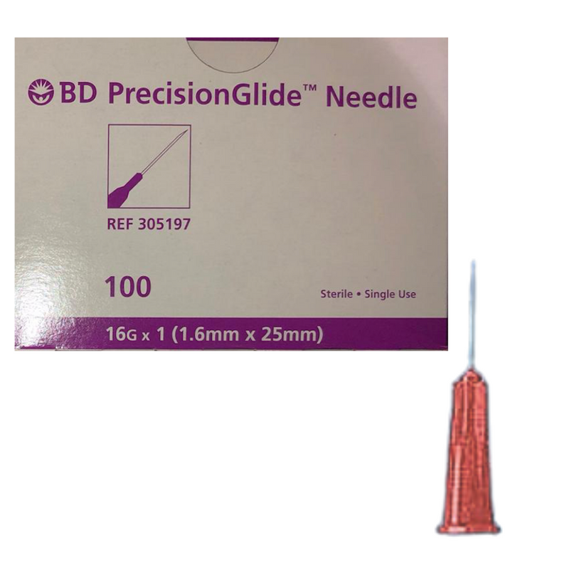 BD 305197 Precision Glide Neddle 16G x 1in Sterile 100/Bx