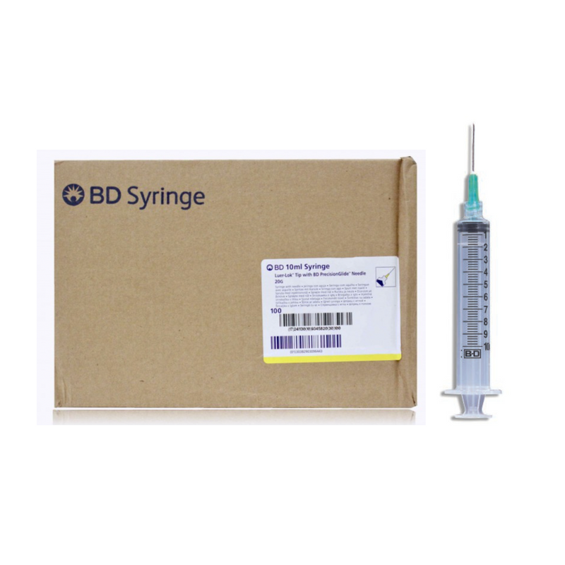 BD Syringe with Hypodermic Needle PrecisionGlide™ 10 mL 20G 100/Bx - Luer-Lok™ tip