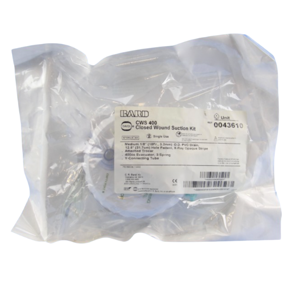 Bard 0043610 CWS Closed Wound Suction Kit  Evacuator Kit 400mL  Trocar / Y - Connector - Single Unit