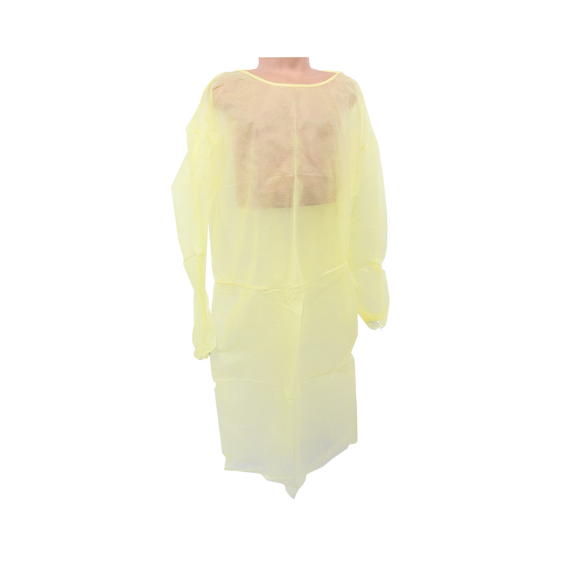 CPE Elastic Cuff Yellow Disposable Isolation Gown XL