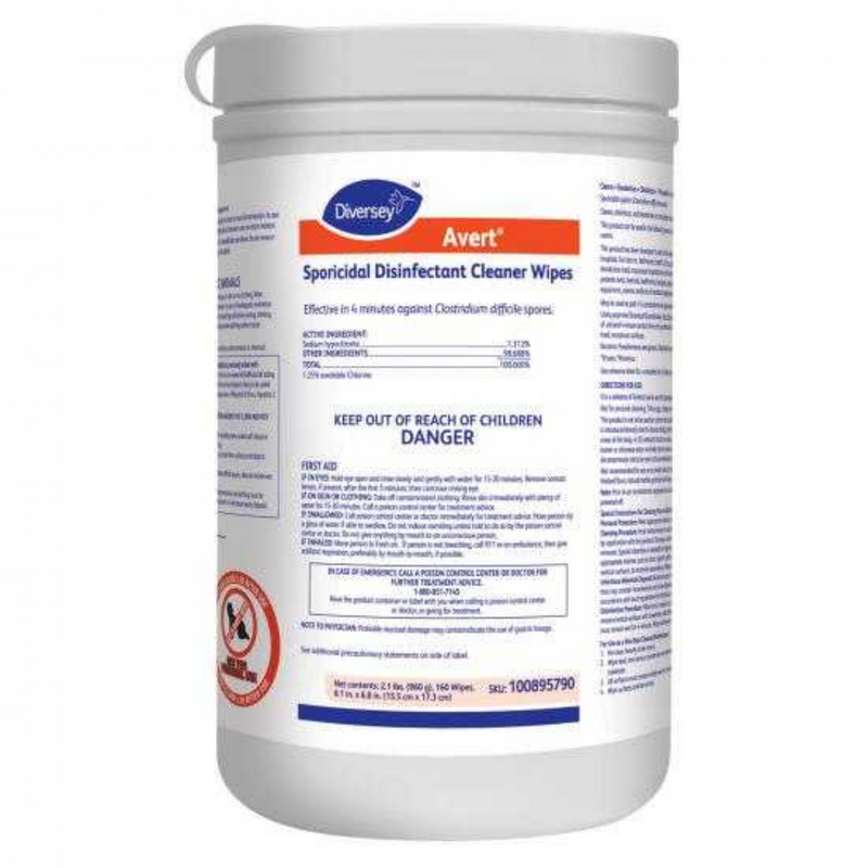 Diversey Avert Sporicidal Disinfectant Cleaner Wipes 160/Can