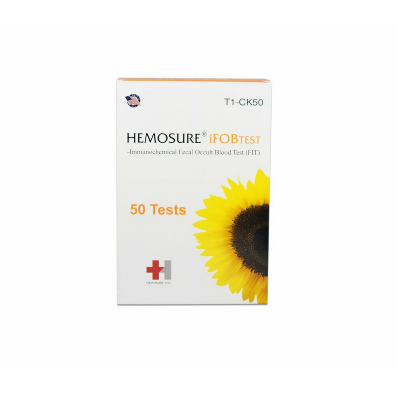 Hemosure’s T1-CK50 50 IFOB TEST Fecal Occult Blood Test Cassettes w/ Collection Tubes - Rapid Test Kit