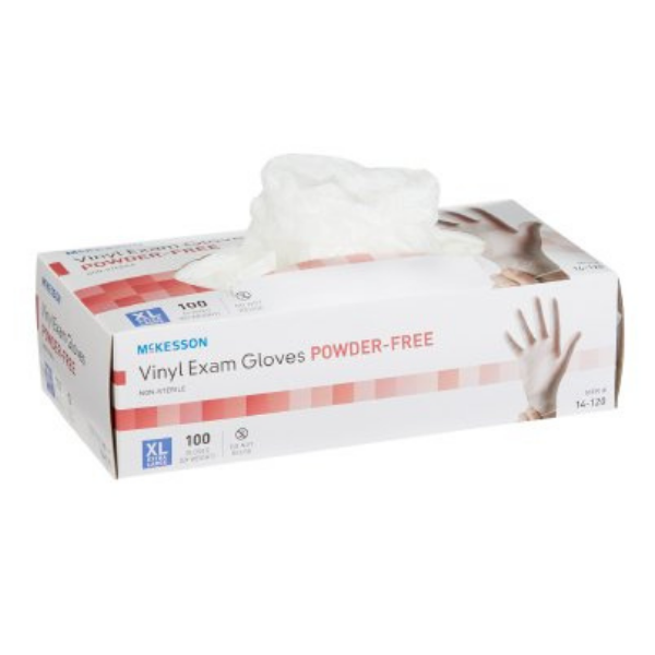 McKesson 14-120 Vinyl Examination Gloves 100/Box X-Large