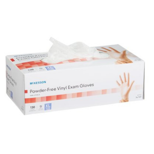 McKesson 14-140 Powder-Free Vinyl Exam Gloves 130 Gloves/Box XL