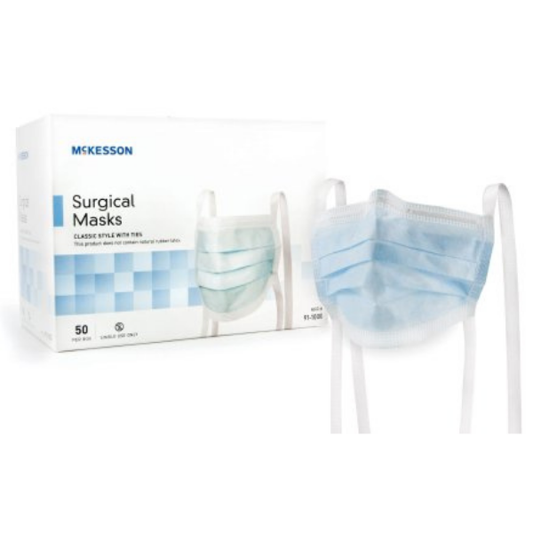 McKesson Classic Tie Closure Surgical Masks 50/Box Blue