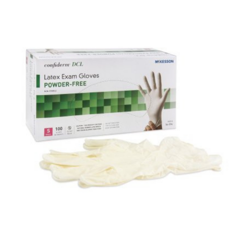 McKesson Confiderm DCL Latex Exam Gloves Powder Free 100/Bx / Medium / Small