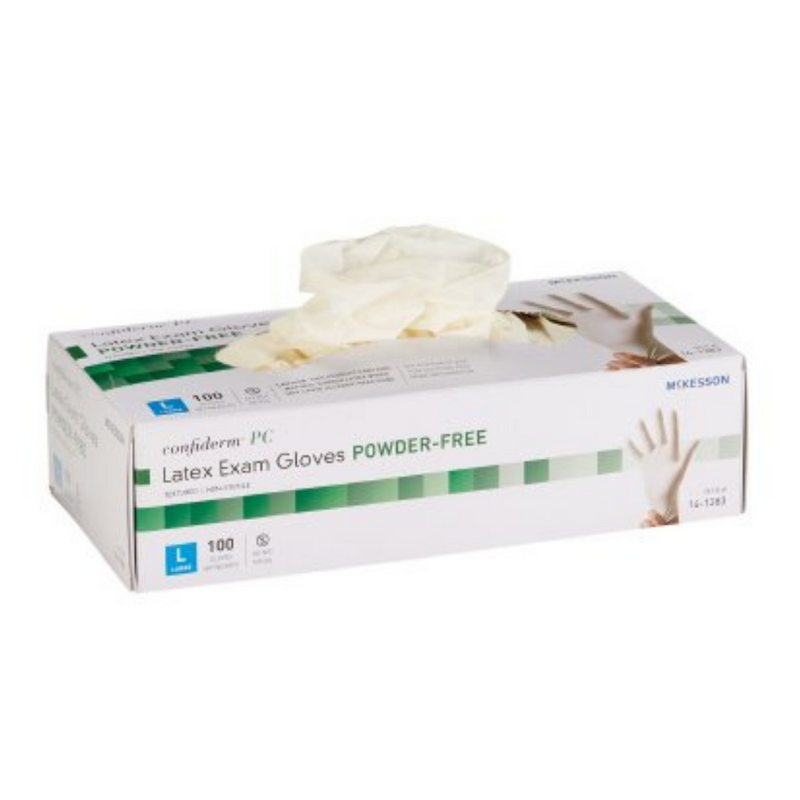 McKesson Confiderm PC Latex Exam Gloves Powder-Free Size L,  M 100 Gloves/Bx