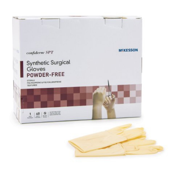 McKesson Confiderm SPT Synthetic Surgical Gloves 7.5 40Pairs/Bx  Powder-Free