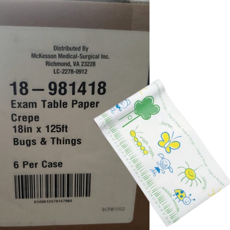 McKesson Crepe Exam Table Paper Infant  Bugs and Things 18 in x 125 ft