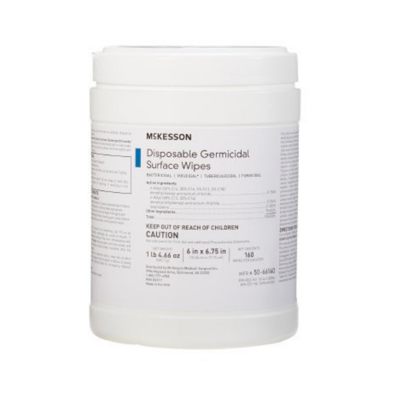 McKesson Disposable Germicidal Surface Wipes 6"X6.75" (160/Can)