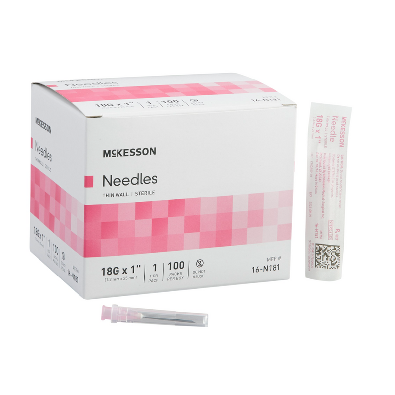 McKesson Hypodermic Needle 18GX1" 100/Bx