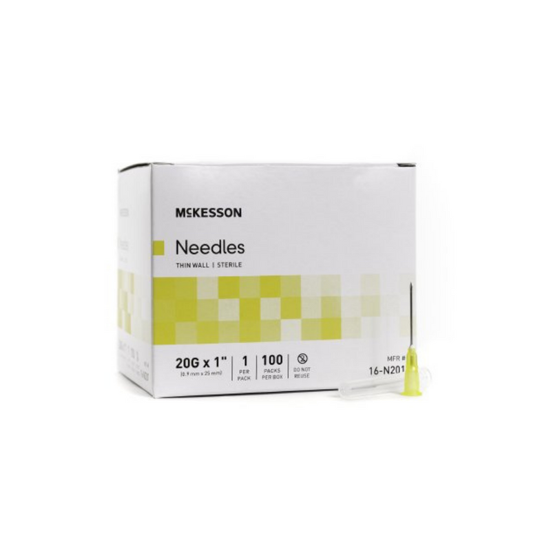 McKesson Hypodermic Needle NonSafety 20 Gauge 1 Inch Length 100/Bx