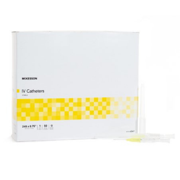 McKesson Peripheral IV Catheter 24 Gauge 0.75 Inch Without Safety 50/Box exp 03/23