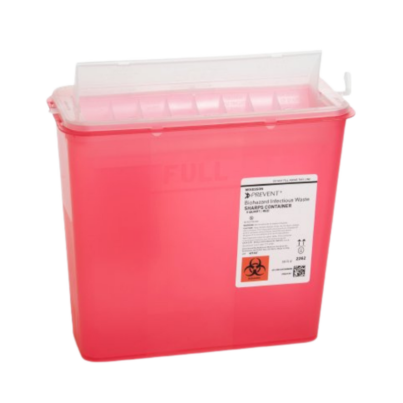 McKesson Prevent Biohazard Infectious Waste Sharps Gallon Container  1.25 Gallon 5 QT  10/Box