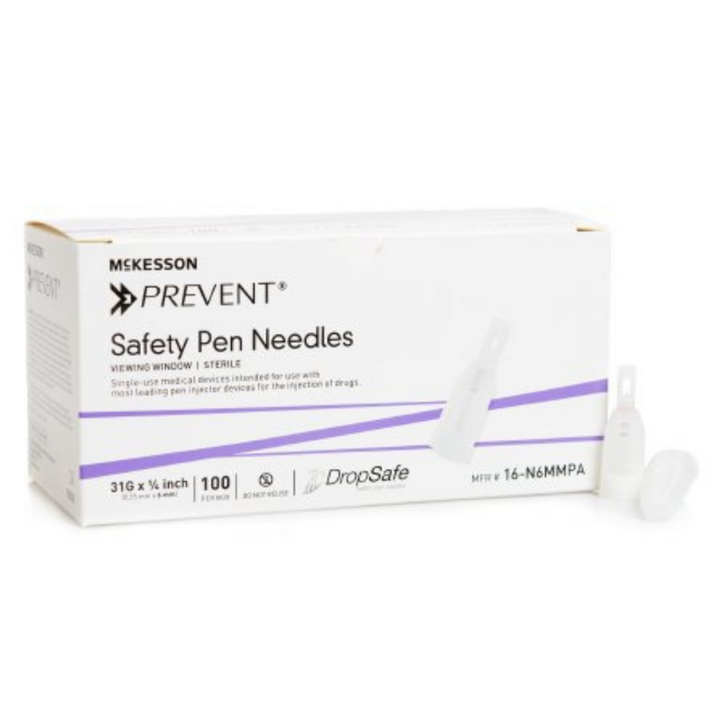 McKesson Prevent Safety Pen Needle 31G x 1/4" Sterile 100/Bx