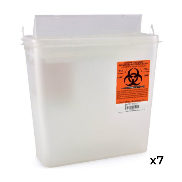 McKesson Prevent®  Biohazard Infectious Waste Sharps Container Translucent Base / White Lid 5QT / 7 Units