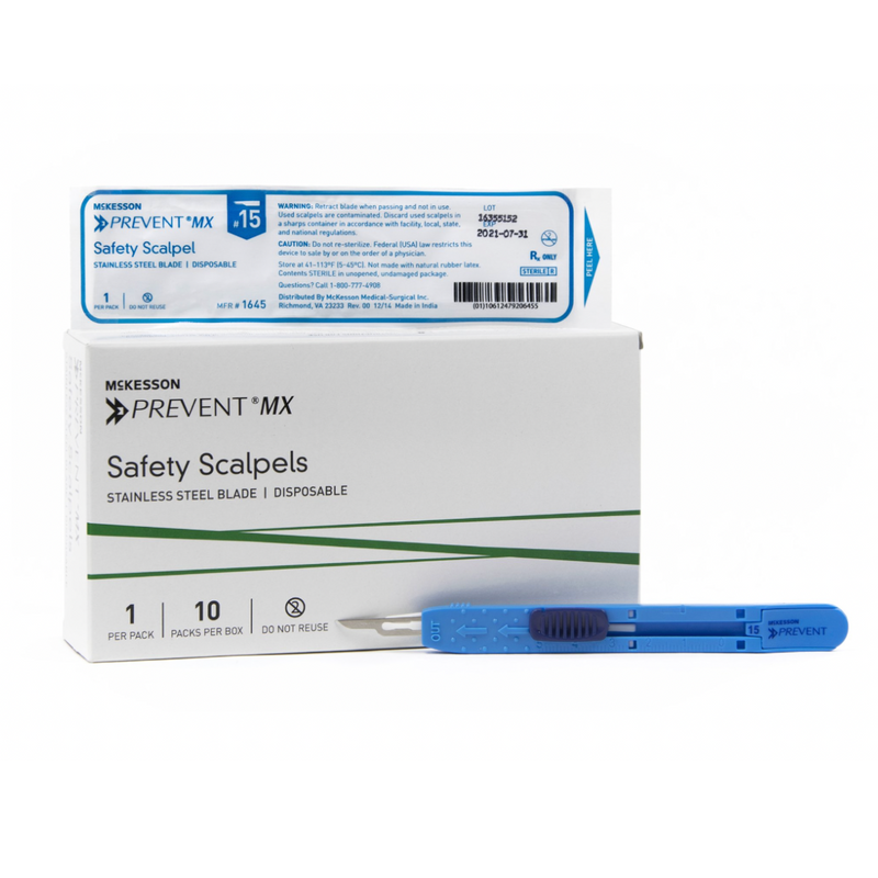 McKesson Prevent® MX Safety Scalpels No. 15 / 10/bx