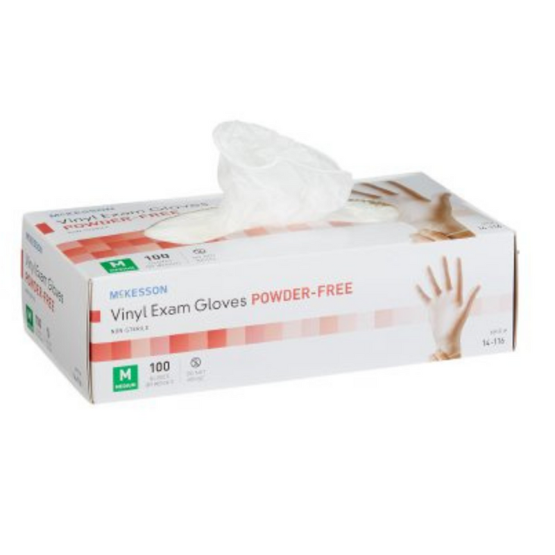 McKesson Vinyl Exam Gloves Powder-Free 100 Gloves/Box | 14-118 / 14-116