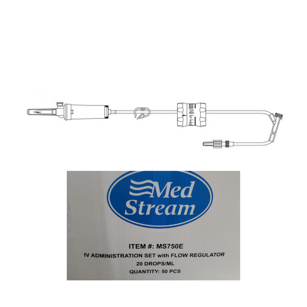 MedStream IV Administration Set w/ Flow Regulator 20 Drops/ML 50/Case
