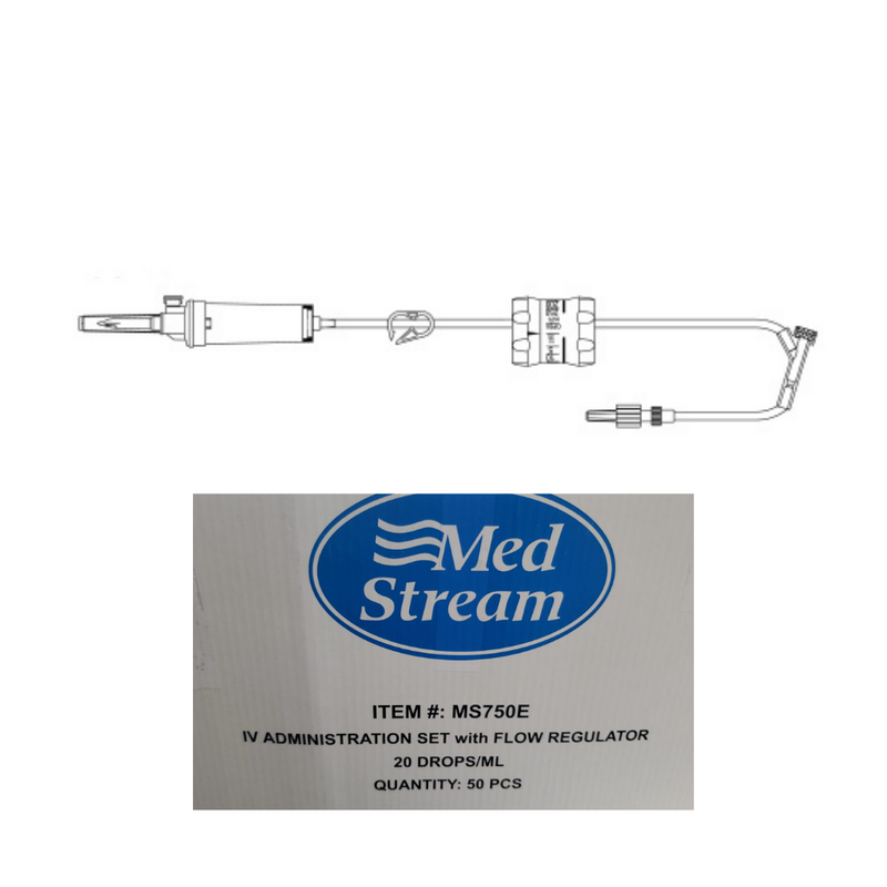 MedStream IV Administration Set w/ Flow Regulator 20 Drops/ML 50/Case