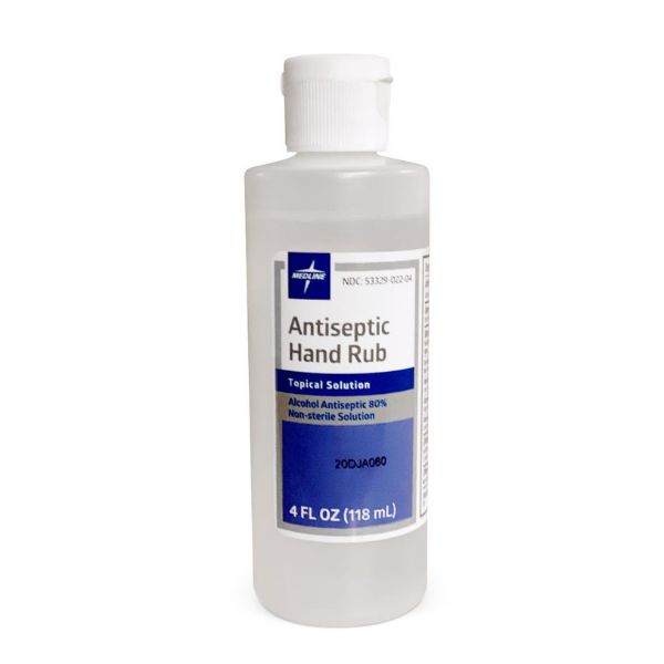 Medline Healthcare Antiseptic Hand Rub, 80% Ethyl Alcohol, 4 oz. Bottle | 3 count