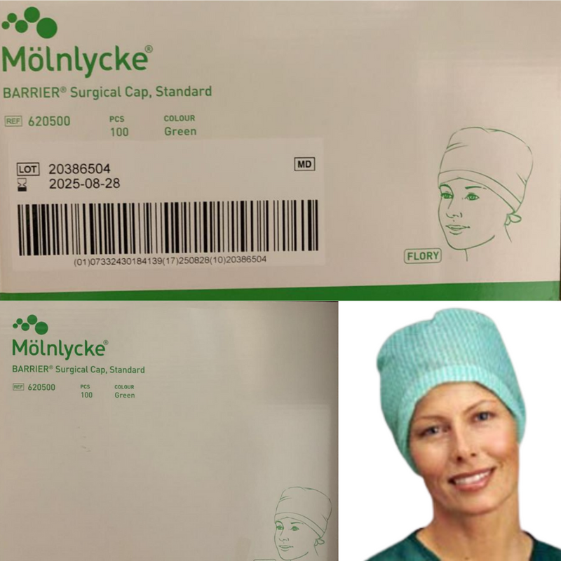 Molnlycke Barrier Surgical Cap Green Head Cover 100/Bx
