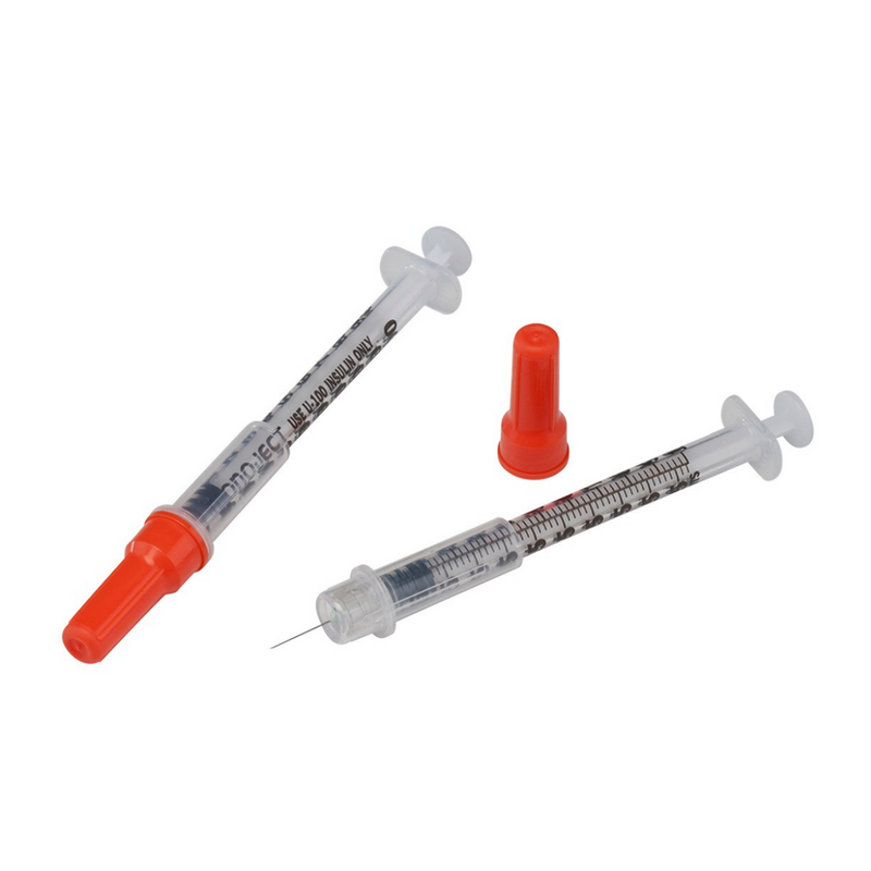 Monoject™ Insulin Safety Syringes w/ Permanently Attached Needle, 29G x 1/2" 100/Bx
