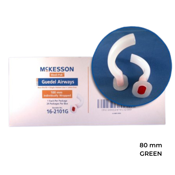 Oropharyngeal Airway McKesson Guedel 80 mm Length Green 24/Box