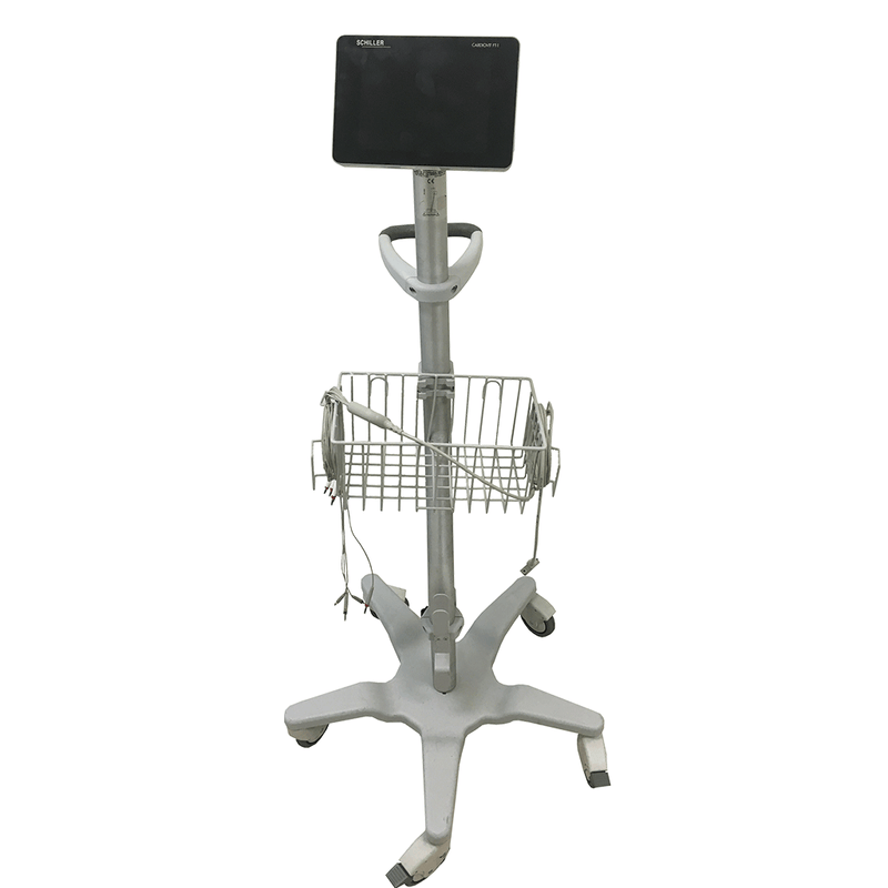 Schiller FT-1 EKG Trolley Sunken Base rolling stand with Basket and Rubber case adapter