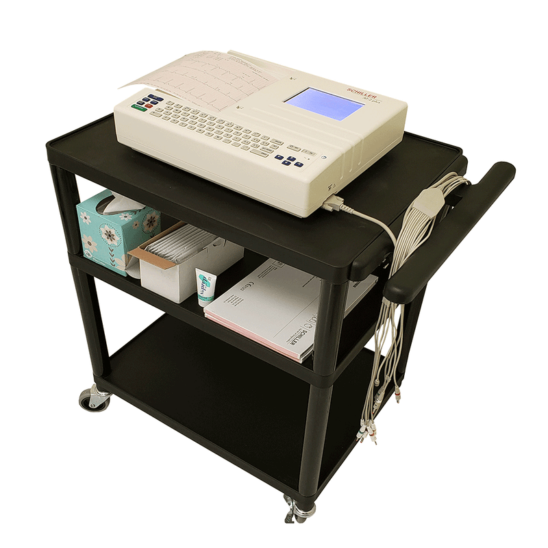 Schiller Brewer Utility Cart color black with EKG on the Top 