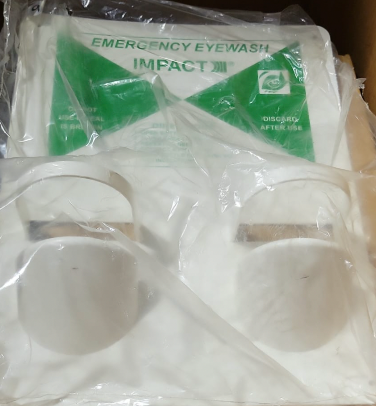 Impact Emergency Eye Wash Station, White/Green, 2 Solution Bottles