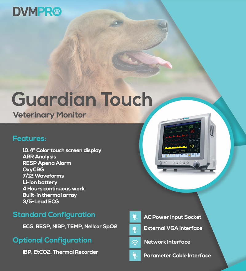EDAN USA Guardian Touch Veterinary Monitor 10.4” Color touch screen display