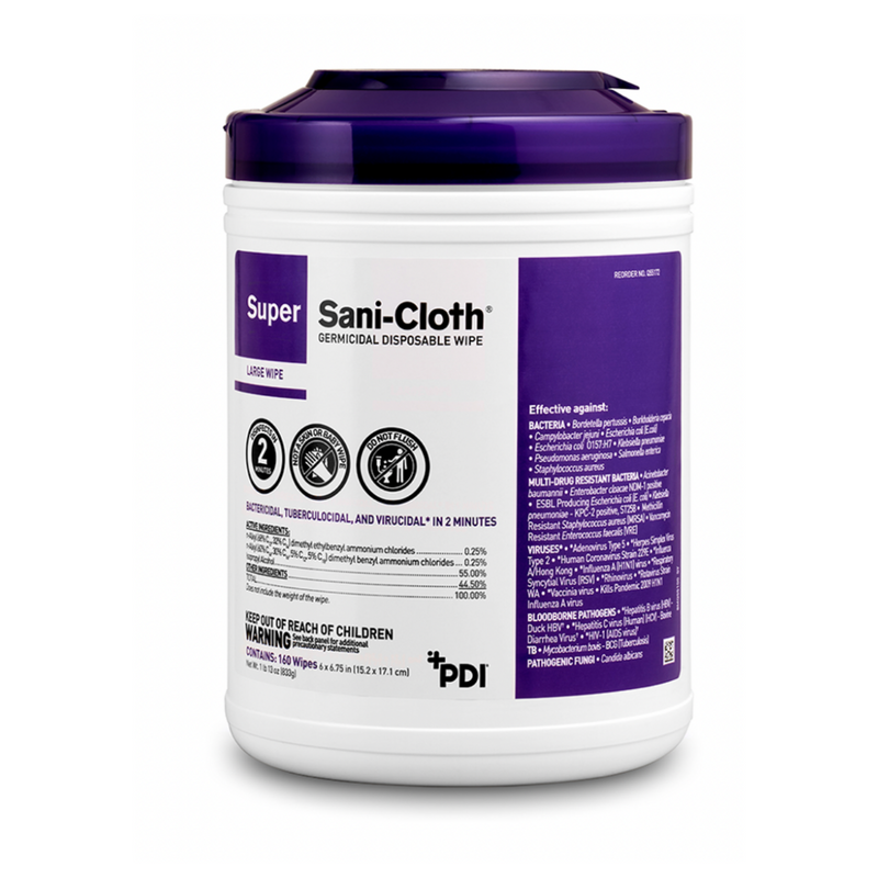 Super Sani-Cloth® Germicidal Disposable Wipe / For clinics and hospitals Large Canister (160 count)