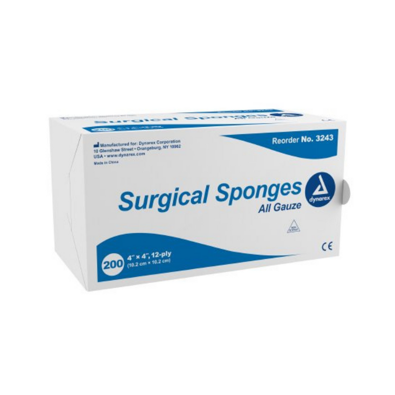 Surgical Sponge / Gauze Sponge Dynarex® Gauze 12-Ply 4 X 4 Inch Square NonSterile 200/Bx