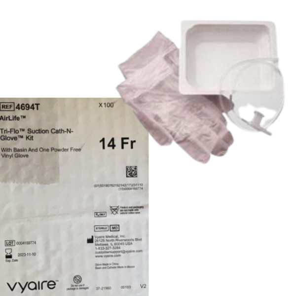 Vyaire  Airlife Tri-Flo Suction Cath-N-Glove Kit 14 Fr 100/Case  Catheter